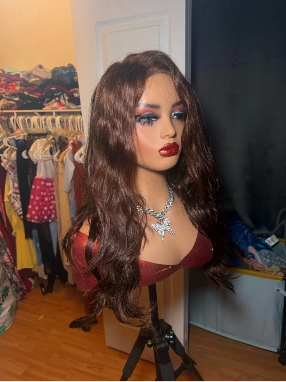 100% Human Hair Brown Auburn Lace Front Wig - 13x4 Lace